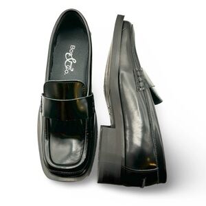 Bos & Co Emily Black Leather Moc Toe Loafer Square Toe Modern Womens 41 / US 10